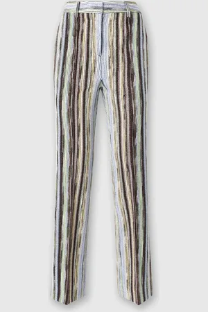 Missoni Pantaloni classici in viscosa fiammata lamé a righe con fondo crop, Donna