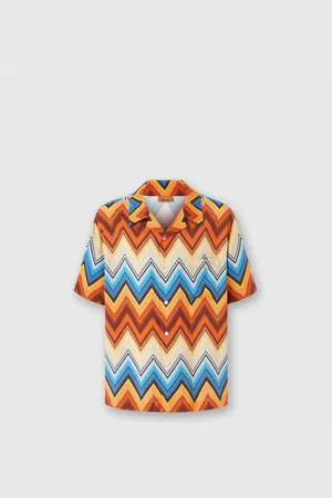 Missoni Camicia bowling in viscosa con macro zig zag e taschino, Uomo