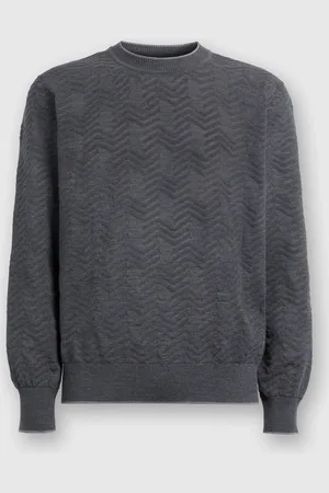 Missoni Pullover girocollo in lana con chevron tono su tono, Uomo