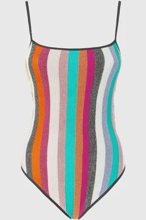 Missoni Costume intero in maglia a costine rigata lamé, Donna