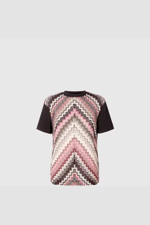 Missoni T-shirt girocollo con inserto in maglia zig zag lamé, Donna