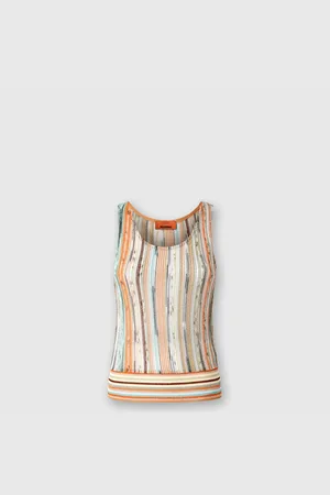 Missoni Top smanicato in viscosa fiammata lamé a righe, Donna