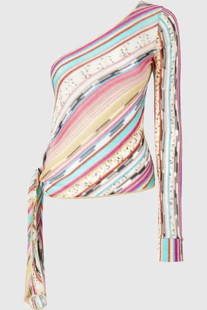 Missoni Maglia monospalla annodata sul fianco in viscosa fiammata lamé, Donna