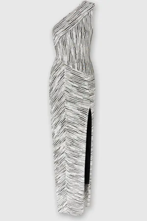 Missoni Abito lungo monospalla con motivo greca lamé e spacco, Donna