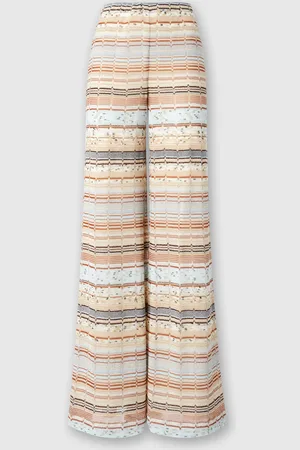 Missoni Pantapalazzo in viscosa e cotone con greca zig zag lamé, Donna