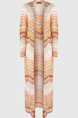 Missoni Cardigan lungo chevron lamé con paillettes e laccio décor, Donna