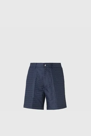 Missoni Shorts sartoriali in cotone, viscosa e lino con motivo zig zag lucido, Uomo