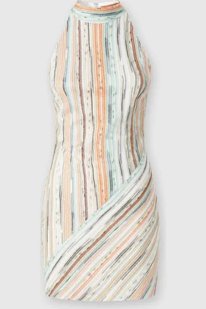 Missoni Mini-abito smanicato in viscosa fiammata lamé a righe, Donna