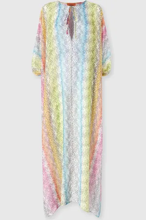 Missoni Caftano lungo in misto cotone e seta stampato, Donna