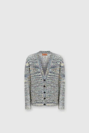Missoni Cardigan in cachemire e lana motivo fiammato, Uomo