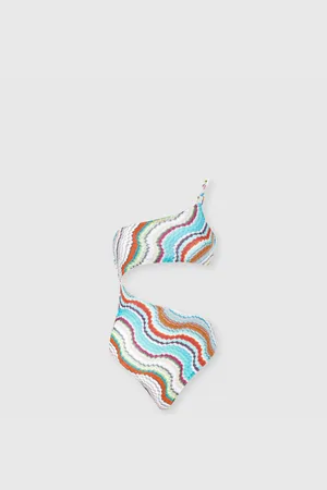 Missoni Costume intero monospalla con motivo onda lamé e dettaglio cut out, Donna