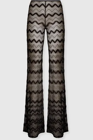 Missoni Pantaloni copricostume flare in viscosa zig zag lamé, Donna, Nero & Lamé