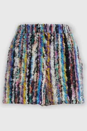 Missoni Shorts in lana e mohair bouclé, Donna, Nero & Multicolore