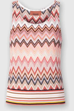 Missoni Top smanicato in cotone e viscosa zig zag, Donna