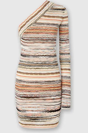 Missoni Mini-abito monospalla in viscosa goffrata lamé motivo onde, Donna