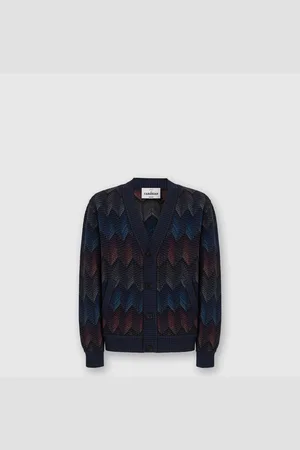 Missoni Cardigan in misto cotone chevron sfumato con tasche, Uomo