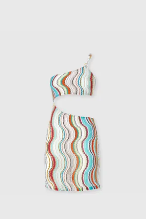 Missoni Abito copricostume corto monospalla con motivo onda lamé, Donna