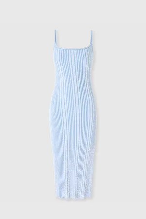 Missoni Abito midi senza maniche a costine con paillettes e spacco, Donna