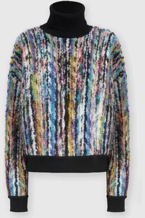 Missoni Pullover a collo alto in lana e mohair bouclé, Donna, Nero & Multicolore