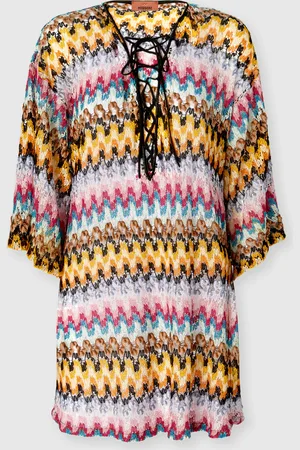 Missoni Caftano copricostume corto in pizzo di viscosa lamé, Donna