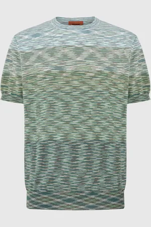 Missoni T-shirt girocollo in cotone fiammato dégradé, Uomo