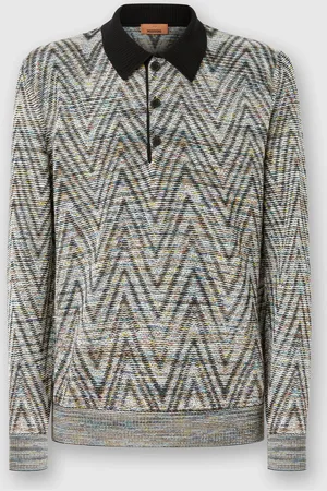 Missoni Polo a maniche lunghe in lana motivo fiammato, Uomo