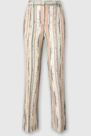 Missoni Pantaloni classici in viscosa fiammata lamé a righe con fondo crop, Donna
