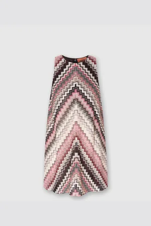Missoni Mini-abito a trapezio con motivo zig zag seghettato lamé, Donna