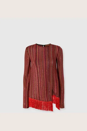 Missoni Maglia zig zag con paillettes e fondo asimmetrico con frange, Donna