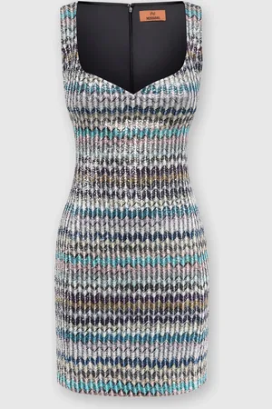Missoni Mini-abito in maglia lamé con scollatura a cuore, Donna