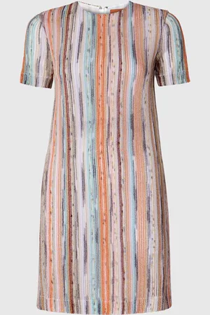 Missoni Mini-abito a maniche corte in viscosa fiammata lamé a righe, Donna