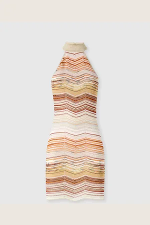 Missoni Abito corto smanicato chevron lamé con paillettes e scollo all
