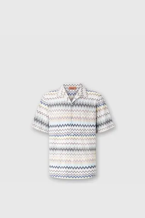 Missoni Camicia taglio bowling in cotone zig zag, Uomo