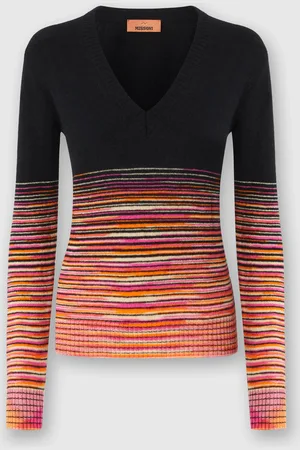 Missoni Maglia in cachemire fiammato dégradé con scollo a V, Donna