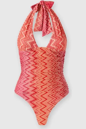 Missoni Costume intero in nylon stretch zig zag lamé, Donna