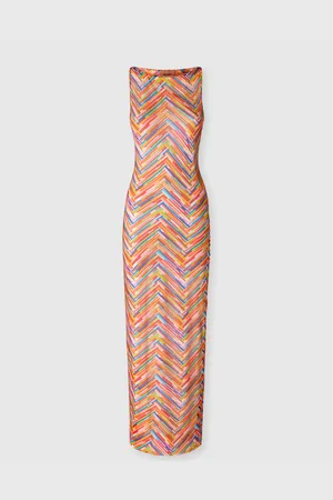 Missoni Abito lungo smanicato in tulle stampato, Donna