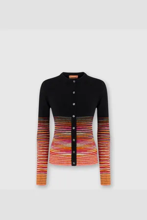 Missoni Cardigan girocollo in cachemire fiammato dégradé, Donna