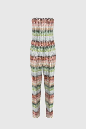 Missoni Tuta lunga a bustier in maglia zig zag dégradé con paillettes, Donna
