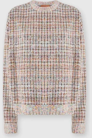 Missoni Felpa girocollo a quadretti bouclé con paillettes, Donna