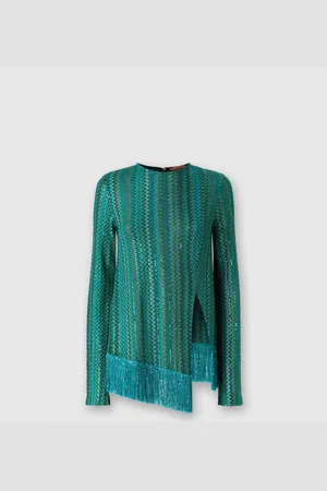 Missoni Maglia zig zag con paillettes e fondo asimmetrico con frange, Donna