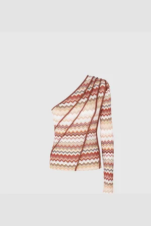 Missoni Top monospalla con motivo zig zag seghettato lamé e nervature, Donna