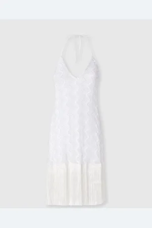 Missoni Abito copricostume in viscosa zig zag lamé con frange, Donna