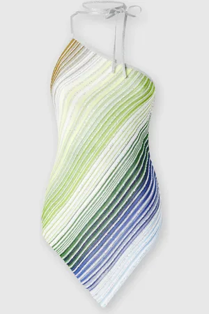 Missoni Top asimmetrico monospalla parzializzato a righe con paillettes, Donna
