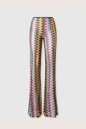 Missoni Pantaloni flare a vita bassa in pizzo di viscosa lamé, Donna