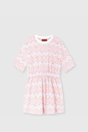 Missoni Abito con stampa zig zag ed elastico in vita, Bambina