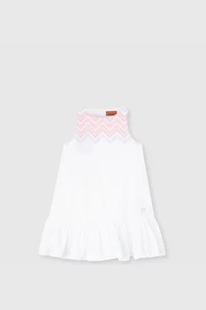 Missoni Abito corto in 100% cotone con inserto stampa zig zag, Bambina