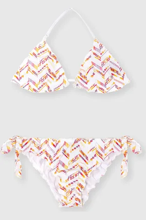 Missoni Bikini triangolo ricamo zig zag in 100% cotone, Bambina