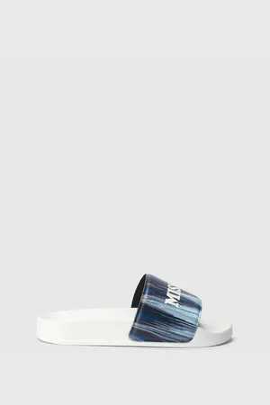 Missoni Sandali slip on rigati con logo, Bambina, Bianco & Blu