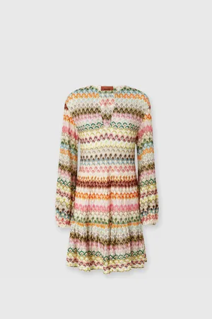 Missoni Abito corto a maniche lunghe con motivo a zig zag in pizzo, Donna