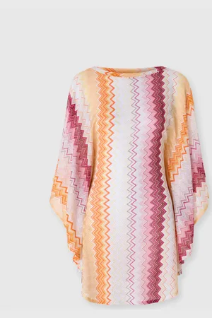 Missoni Caftano corto in misto viscosa zig zag lamé con maniche a pipistrello, Donna